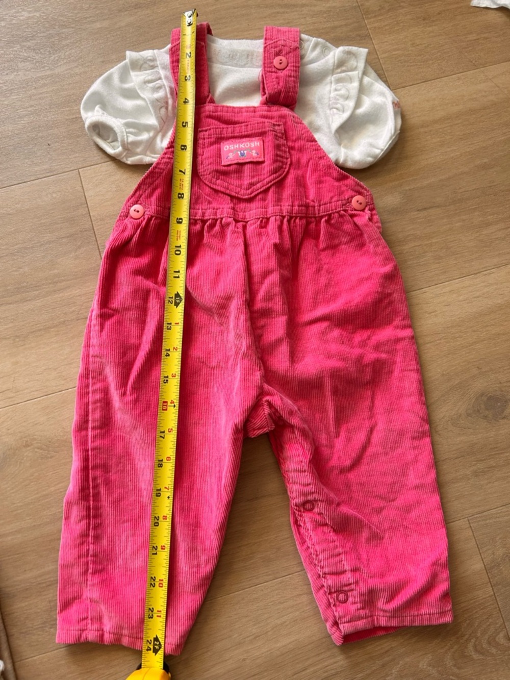 Vintage OshKosh B'gosh Pink Corduroy Overalls for Kids floral and bows size 18m